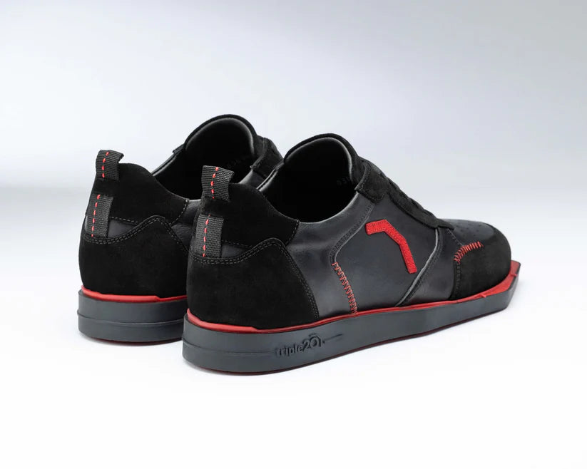 BLACK/RED FULL LEATHER DARTS SHOE