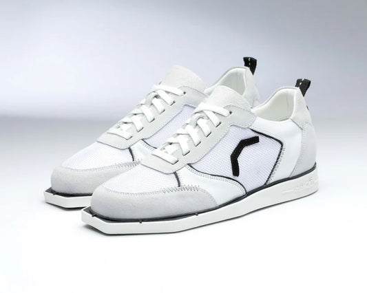 WHITE/BLACK LEATHER/MESH DARTS SHOE